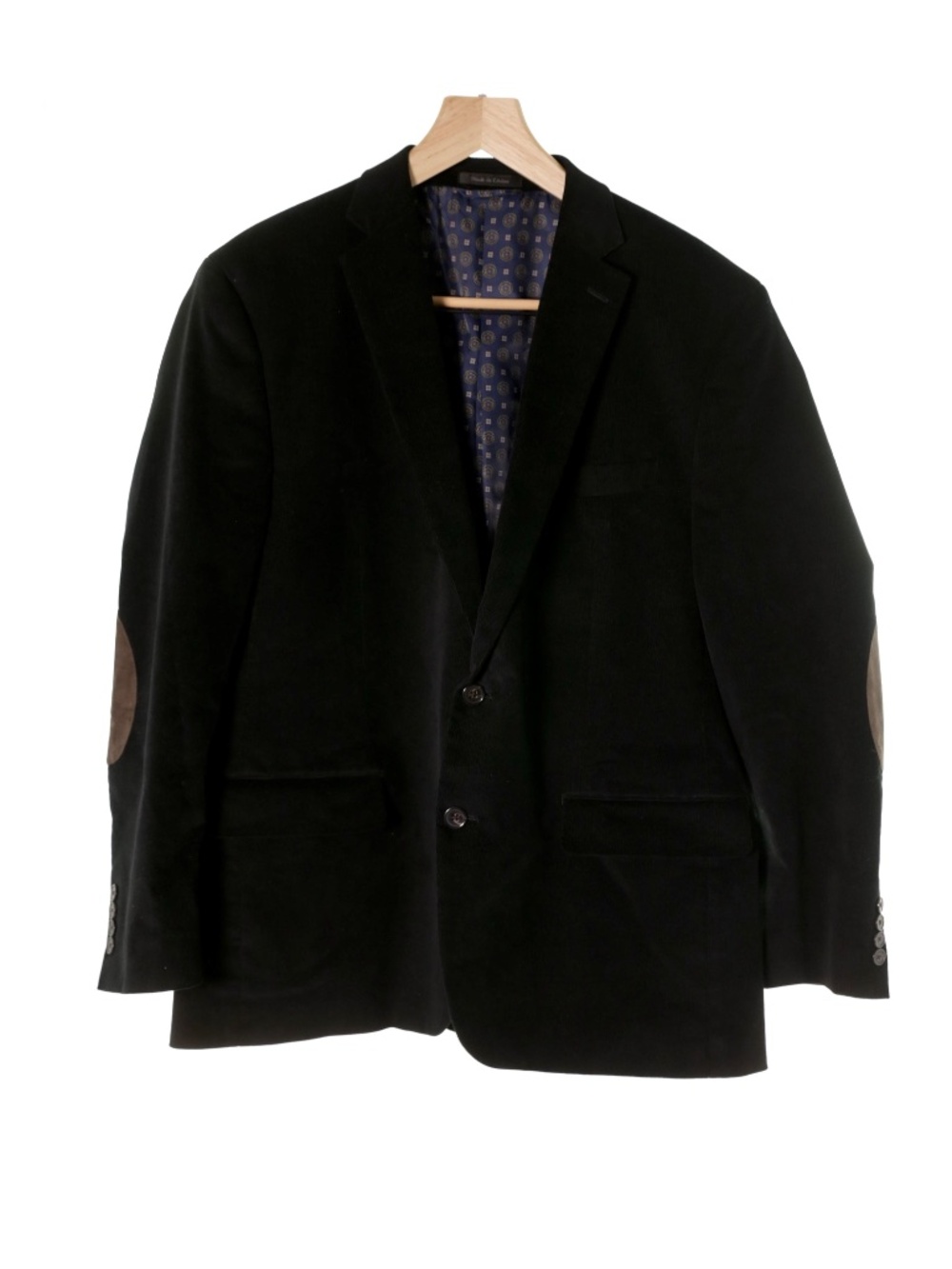 Lauren Ralph Lauren Corduroy Elbow Patch Black Blazer Sport Coat Men 44R Classic